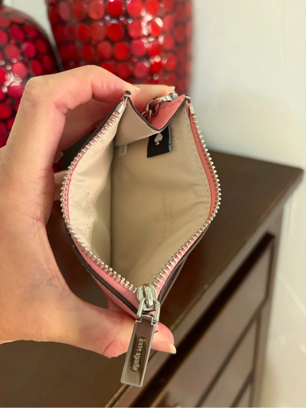 kate spade Pink Key Ring Card Holder - Grapefruit Soda MSRP $129